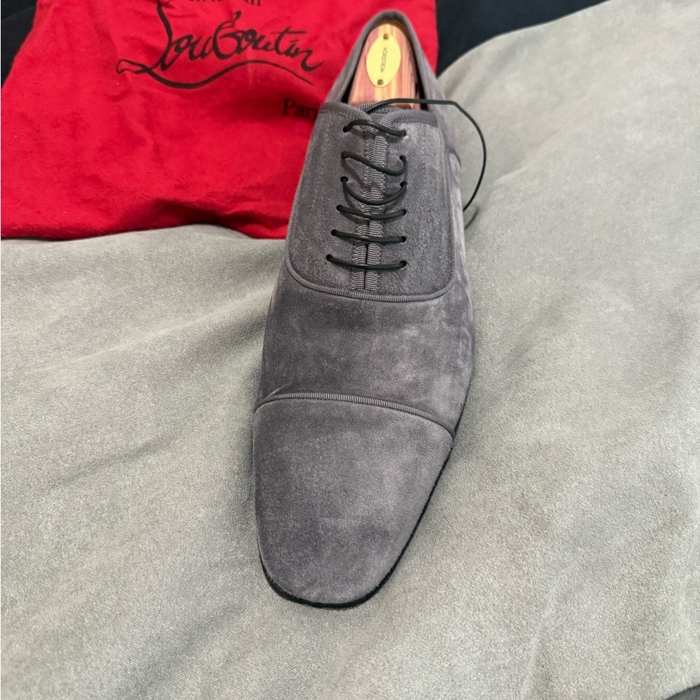 Christian Louboutin Men's Charcoal Suede Oxfords